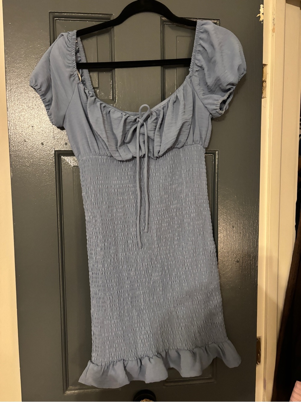 Light Blue Ruffled Smocked Mini Dress